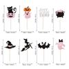 24 Pack Halloween Cupcake Toppers Glitter Pink Ghost Little Boo Bat Witch Cat Pumpkin Cupcake for Happy Halloween Theme Baby Shower Birthday Party Cake Decorations Supplies Pink view 2