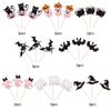 24 Pack Halloween Cupcake Toppers Glitter Pink Ghost Little Boo Bat Witch Cat Pumpkin Cupcake for Happy Halloween Theme Baby Shower Birthday Party Cake Decorations Supplies Pink view 3