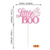1 Pack Little Boo Halloween Cake Topper Glitter Happy Boo Day Ghost Cake Pick Baby Shower Birthday Happy Halloween Party Cupcake Decoration Supplies Pink view 2