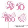 1 Pack Little Boo Halloween Cake Topper Glitter Happy Boo Day Ghost Cake Pick Baby Shower Birthday Happy Halloween Party Cupcake Decoration Supplies Pink view 3