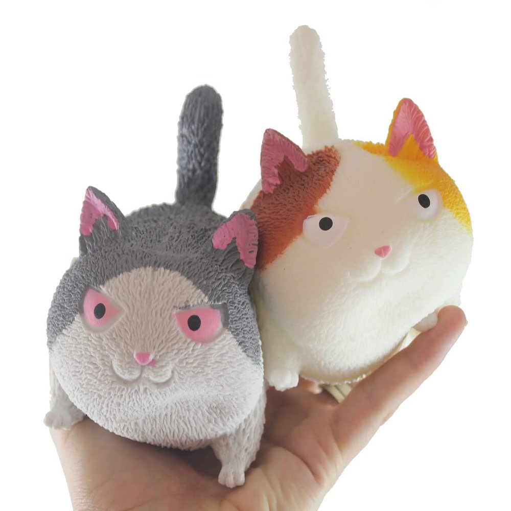 Curious Minds Busy Bags 2 Random Angry Cat Soft Fluff Doh - Filled Squeeze Stress Balls - Sensory, Stress, Fidget Toy Super Soft Kitty (2 Random Cats)