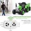 OLAKIDS 12V Kids Ride On Tractor, 2 in 1 Electric Vehicle with Remote Control, Detachable Trailer, Toddlers Battery Powered Driving Toy with 2 Speeds, Music, USB, Bluetooth, Lights (Green) view 2