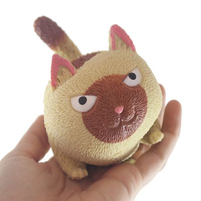 1 Brown Angry Cat Soft Fluff Doh - Filled Squeeze Stress Balls - Sensory, Stress, Fidget Toy Super Soft Kitty (1 Brown Cat)