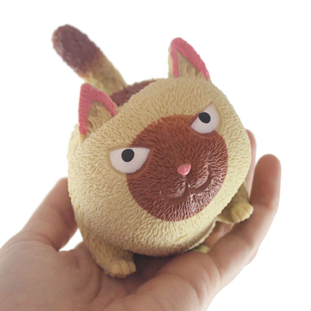 1 Brown Angry Cat Soft Fluff Doh - Filled Squeeze Stress Balls - Sensory, Stress, Fidget Toy Super Soft Kitty (1 Brown Cat)