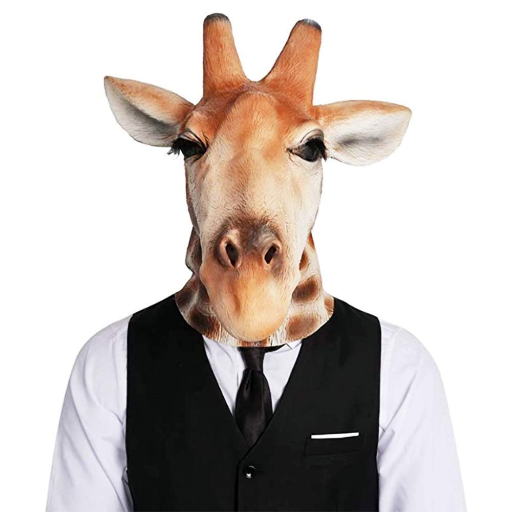 HENGYUTOYMASK Deer Mask Animal Head Giraffe Latex Mask Halloween Costume Cosplay Dress