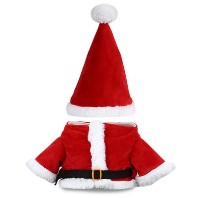 DolliBu Santa Claus Stuffed Animal Dress Up Costume Set - Cute Christmas Stuffed Animal Santa Outfit with Red Hat and Suit - Large
