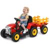 OLAKIDS 12V Kids Ride On Tractor, 2 in 1 Electric Vehicle with Remote Control, Detachable Trailer, Toddlers Battery Powered Driving Toy with 2 Speeds, Music, USB, Bluetooth, Lights (Red) view 1