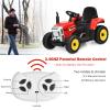 OLAKIDS 12V Kids Ride On Tractor, 2 in 1 Electric Vehicle with Remote Control, Detachable Trailer, Toddlers Battery Powered Driving Toy with 2 Speeds, Music, USB, Bluetooth, Lights (Red) view 2