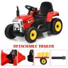 OLAKIDS 12V Kids Ride On Tractor, 2 in 1 Electric Vehicle with Remote Control, Detachable Trailer, Toddlers Battery Powered Driving Toy with 2 Speeds, Music, USB, Bluetooth, Lights (Red) view 4