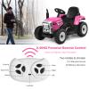 OLAKIDS 12V Kids Ride On Tractor, 2 in 1 Electric Vehicle with Remote Control, Detachable Trailer, Toddlers Battery Powered Driving Toy with 2 Speeds, Music, USB, Bluetooth, Lights (Pink) view 2