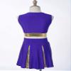 Agoky Kids Girls Cheerleading Uniform Dress Crop Top with Pleated Mini Skirt and Pom Poms Cheer Leader Dance Costume Outfits Purple 14 Years view 4