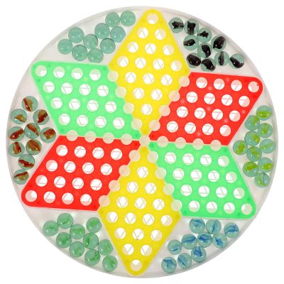 Glass Beads Jumping Chess Board Game with 60 Colorful Plastic Marbles - 11 Inch Multi-Color Interactive Family and Kids Toy for Daily Use and Parties