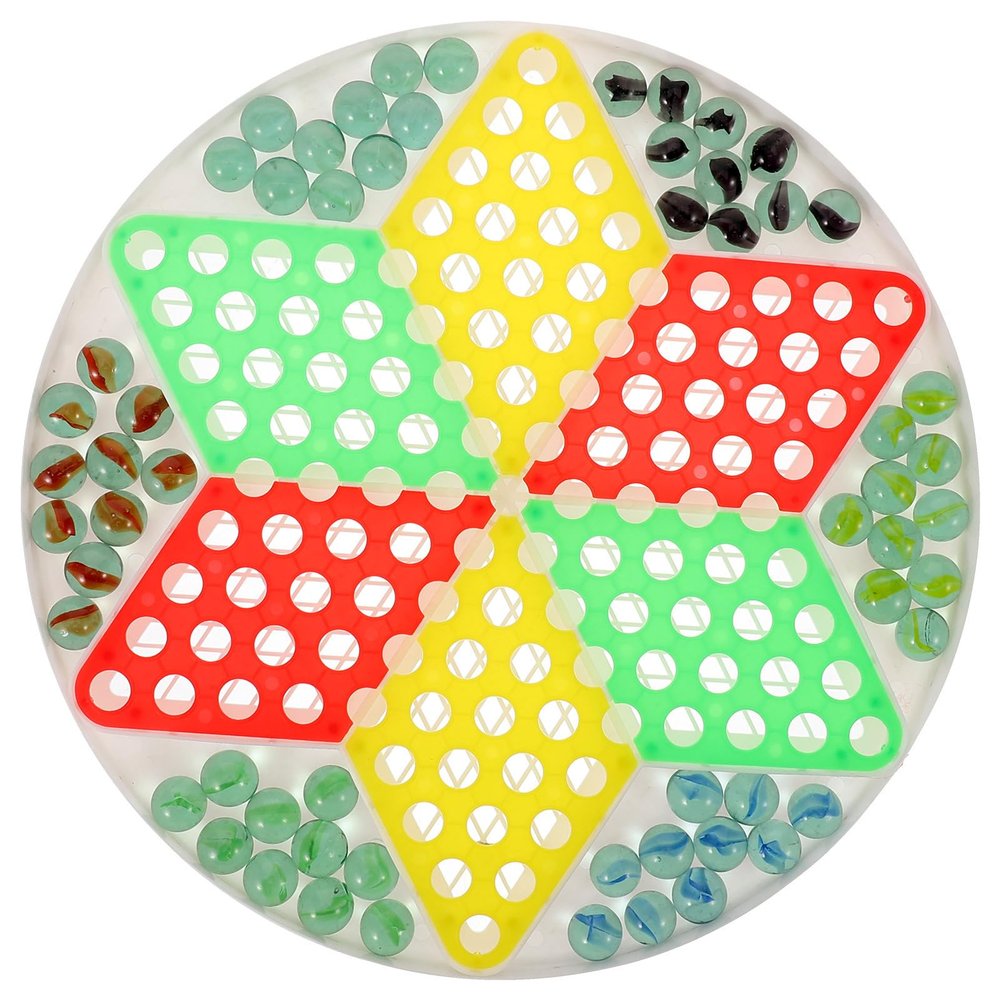 Glass Beads Jumping Chess Board Game with 60 Colorful Plastic Marbles - 11 Inch Multi-Color Interactive Family and Kids Toy for Daily Use and Parties