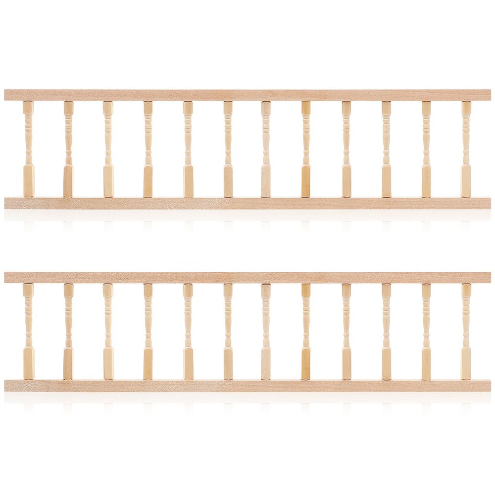 2PCS Dollhouse Railing,Dollhouse Stair Railing 1:12 Scale Miniature Furniture Props for Fairy Handrail Models DIY Toys - 11.99x2.95 Inch