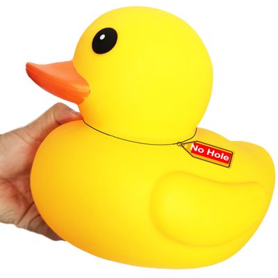 10.3" No Hole Giant/Big/Large Waterproof No 'Bebe' Noise Rubber Funny Yellow Duck/Ducikes Bath/Pool/Water Toy Without Hole for Kids Office Home Desktop Decor and IT Programmer Partner