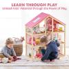 Tiny Land Wooden Dollhouse for Girls - 6 Rooms Wooden Doll House, DIY Pretend Doll House with 31Pcs Furniture Accessories, Creative Gift for Girl Ages 3+ view 2