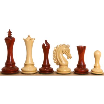 Royal Chess Mall - 4.6" Avant Garde Luxury Staunton Chess Pieces Only Set - Triple Weighted - Bud Rosewood & Boxwood