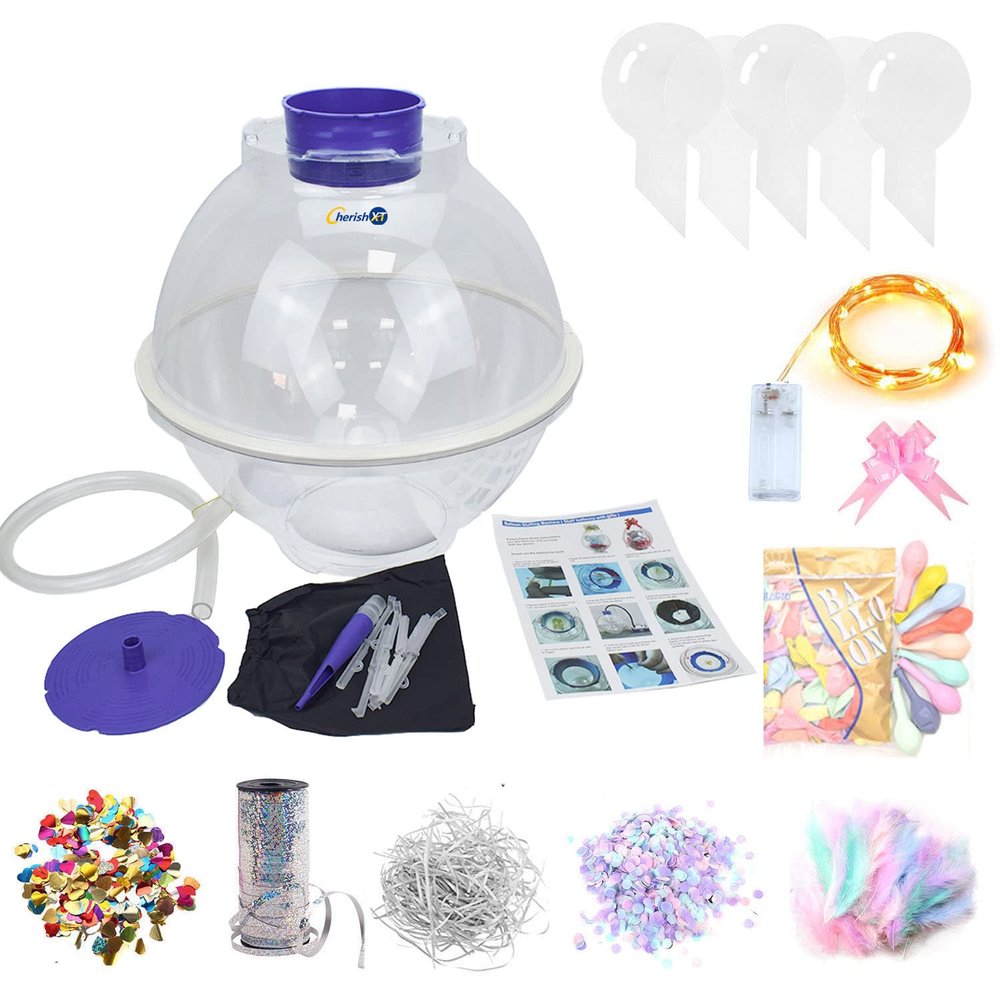 Balloon Stuffing Machine,Balloon Expander Kit with 9 Accesorios Balloon Bouquet Stuffer Balloons Wrapping Tool for Wedding Christmas Birthday Party Gift Decoration (Purple)