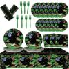 Reptile Lizard Snake Birthday Party Supplies Tableware Kit for 24 Guests Camping Wildlife Snakes Party Plates Napkins Decorations and Favors with Wilderness Jungle Alligator Turtle Tablecloth view 1