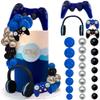30 PCS Video Game Themed Cake Toppers - Headset, Ball, Controller Cake Decoration for Game Theme Birthday Party (Blue) view 1