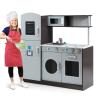 INFANS Wooden Kids Kitchen Playset,Toddler Kitchen Playset with Large Storage Cabinet, Simulated Sound, Sink, Microwave, Stovetop, Pretend Play Toddler Play Kitchen for Ages 3+ Boys Girls view 1