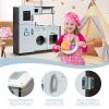 INFANS Wooden Kids Kitchen Playset,Toddler Kitchen Playset with Large Storage Cabinet, Simulated Sound, Sink, Microwave, Stovetop, Pretend Play Toddler Play Kitchen for Ages 3+ Boys Girls view 3