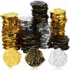 Charniol 300 Pcs Pirate Gold Coins Plastic Doubloon Bulk Kids Fake Play for Party Treasure Chest Games Tokens Toys Cosplay, Gold, Silver, Bronze (Irregular) view 1