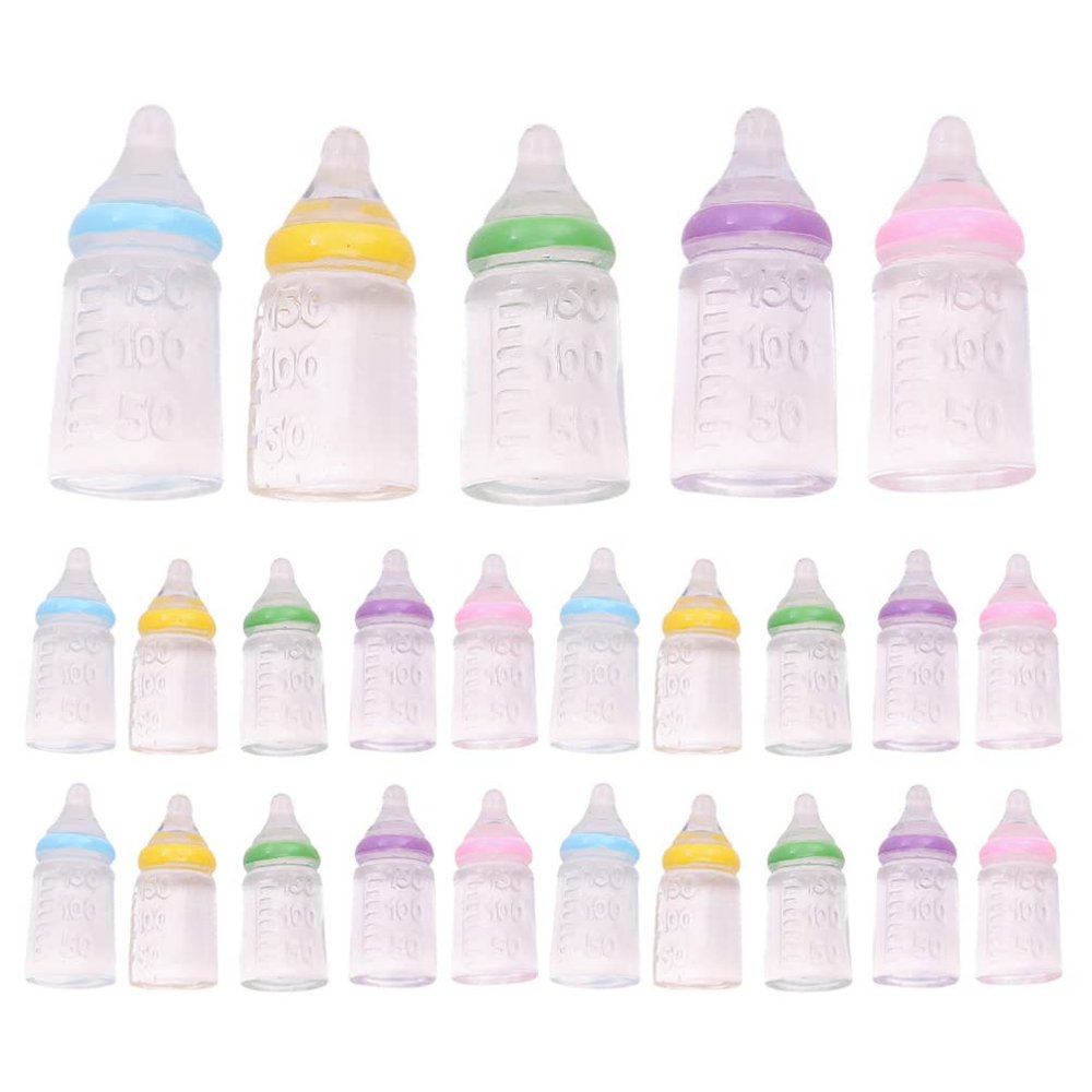 30pcs Miniature Baby Bottle Baby Shower Favors Mini Plastic Baby Bottle Candy Bottle Boy Girl Newborn Baby Baptism Birthday Party Decor