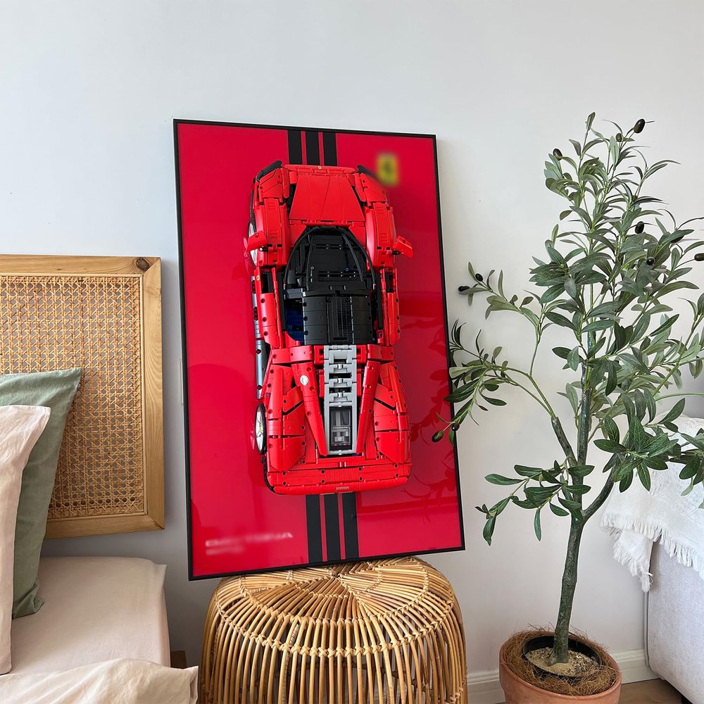 iLuane Display Wallboard for Race Car Model Building Kit, Adult Collectibles Wall Mount, Home or Office Dcor, Pinstriped (No Car Included)
