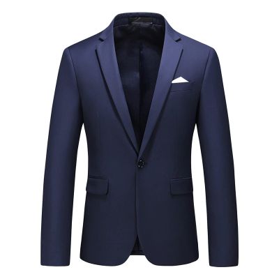 Men's Slim Fit Double Breasted Jacket Slim Fit Business Daily Prom Blazer Peak Lapel Groom Wedding Party Suit Coat (Dark Blue,3X-Large)