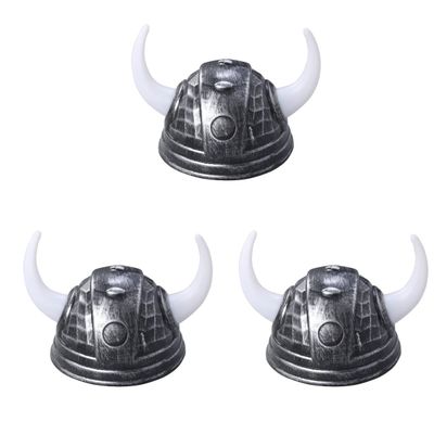 Amosfun Viking Helmet Hat - 3pcs Middle Ages Medieval Viking Age Horned Helmet Costume Party Accessory Ox Horns Hat - Black, Plastic, 20.2 x 19 x 12.5 cm