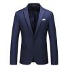 Men's Slim Fit Double Breasted Jacket Slim Fit Business Daily Prom Blazer Peak Lapel Groom Wedding Party Suit Coat (Dark Blue,6X-Large) view 1