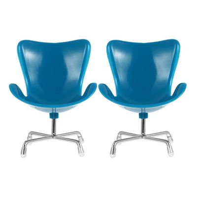 Zerodeko 2 Pcs 1:6 Scale Dollhouse Miniature Plastic & Metal Chair, Blue, Silver, Fashion, Unisex, 13x8x16cm, 2 Pack