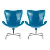 Zerodeko 2 Pcs 1:6 Scale Dollhouse Miniature Plastic & Metal Chair, Blue, Silver, Fashion, Unisex, 13x8x16cm, 2 Pack view 1
