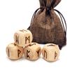Hometu 4 Pcs/Set Wooden Rune Dice Set , 24 Carved Elder Furthark Alphabet Viking Rune Wood Dices for Divination Game, Yellow view 1