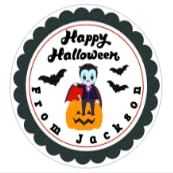 Personalized Halloween Stickers, 2" Round Sticker Labels, Halloween Set Of 20 Party Favor Sticker Labels, Classroom Candy Bags, Mason Jar Stickers, Halloween Gift Labels