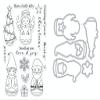 Hero Arts SB328 Holiday Peg Dolls Bundle Clear Stamp Set with Matching Steel Die Set view 1