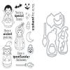 Hero Arts SB329 Halloween Peg Dolls Bundle Clear Stamp Set with Matching Steel Die Set view 1