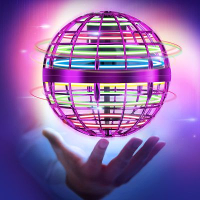 Flying Orb Ball Pro 2023 Hover Fly Boomerang Ball Toy Cosmic Globe Built in RGB Light 360Rotating Drone Ball Outdoor Cool Stuff Toy for Kid Adult Playing Galactic Flying Spinner Galaxy Ball (Purple)