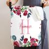 Personalized Baby Laundry Basket with Flower Custom Nursery Hamper with Names for Girl Foldable Storage Organizer with Handle for Bathroom Bedroom Living Room Decor view 3