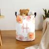 Personalized Baby Laundry Basket with Flower Custom Nursery Hamper with Names for Girl Foldable Storage Organizer with Handle for Bathroom Bedroom Living Room Decor view 4