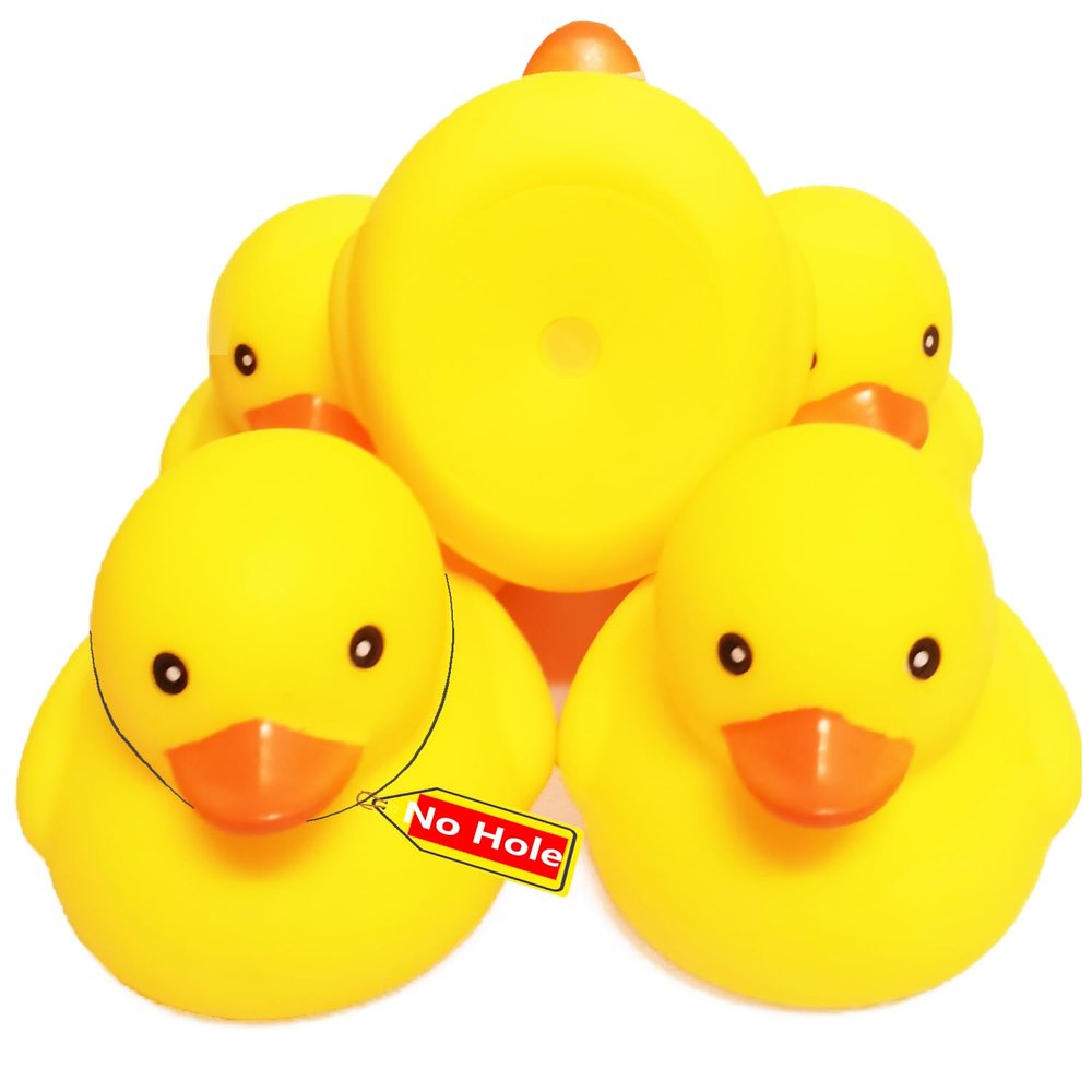 3 inch Kalafona Rubber Yellow Ducks/ Ducky No Hole Waterproof No Squeak Bath/Pool/Water Float Toy Stuffed with Sealed Plug Without Hole for Kids in Bulk