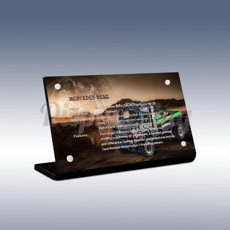 Acrylic Display Plaque for 4x4 Mercedes-Benz Zetros Trial Truck 42129 (Model Set is not Included)