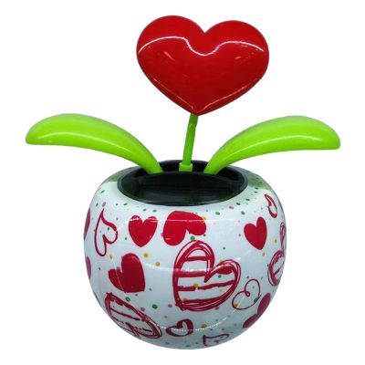 JISADER Lovely Ed Dancing Toy Solar Bobble Head Flowers Swinging Dancer Trinket Dancing for Car Holiday Decoration Ornament, Love Heart