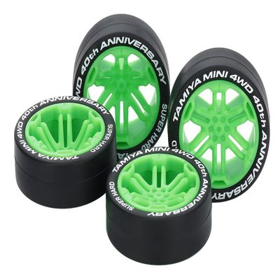 JR Mini 4WD 12-Spoke Low-Profile Tire Set (Super Hard) (40th Anniversary) (Limited Edition) / Tamiya / 95640