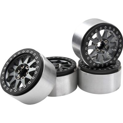 4Pack Vgoohobby Alloy 2.2" RC Beadlock Wheels Rims 35mm Compatible with 1/10 RC Axial Wraith RR10 YETI SCX10 D90 Traxxas TRX4 CC01 Crawler Car (Titanium)