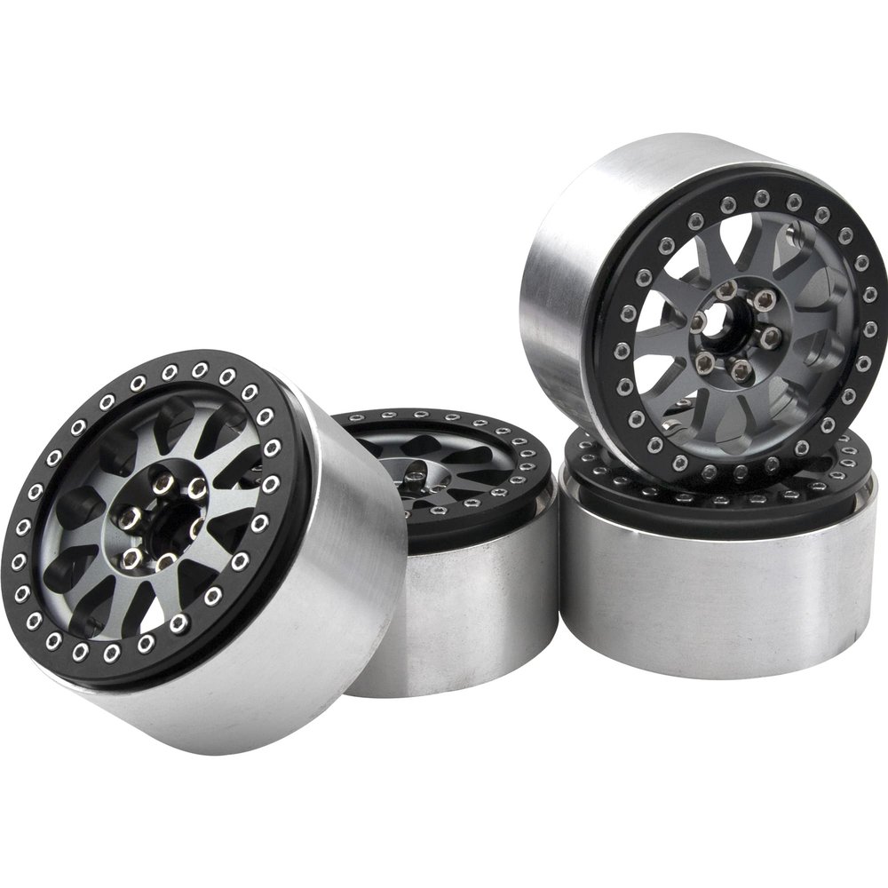 4Pack Vgoohobby Alloy 2.2" RC Beadlock Wheels Rims 35mm Compatible with 1/10 RC Axial Wraith RR10 YETI SCX10 D90 Traxxas TRX4 CC01 Crawler Car (Titanium)