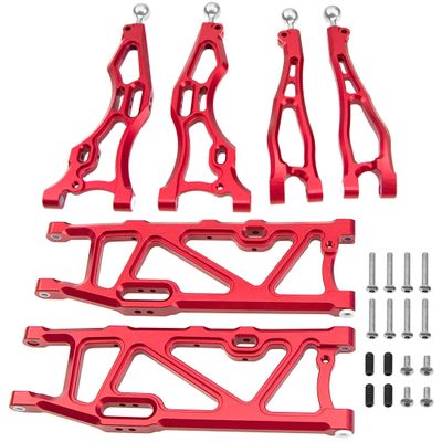 ShareGoo Metal Suspension Arms Set Front Upper & Lower Swing Arm Rear Lower A Arms Compatible with 1/8 Arrma Kraton 6S BLX Outcast 6S BLX Talion 6S BLX Notorious 6S BLX RC Car (Red)