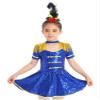 Aislor Kids Girls Honor Guard Circus Ringmaster Halloween Cosplay Costume Gold Tassel Shiny Sequins Leotard Tutu Dress Royal Blue 14 Years view 1