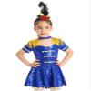 Aislor Kids Girls Honor Guard Circus Ringmaster Halloween Cosplay Costume Gold Tassel Shiny Sequins Leotard Tutu Dress Royal Blue 14 Years view 2